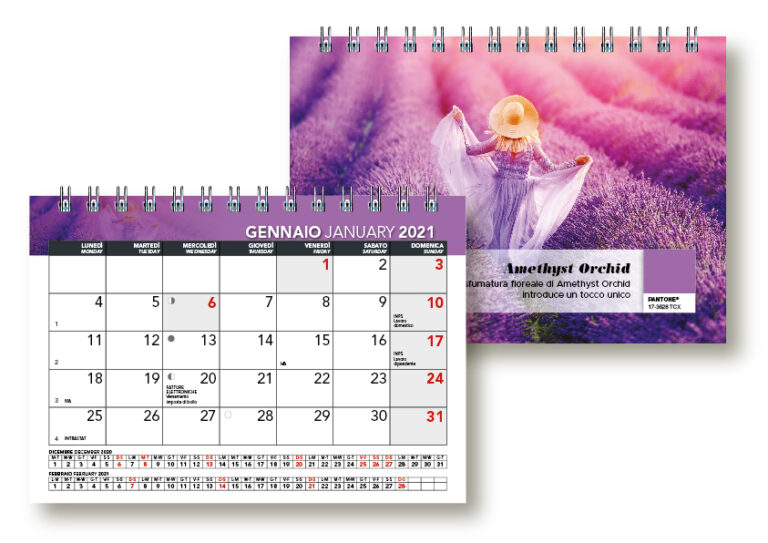 calendario da scrivania con spirale metallica